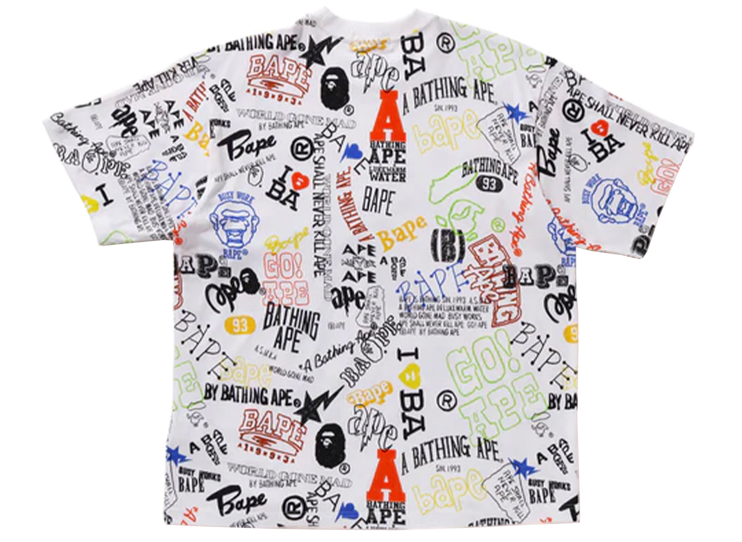 A Bathing Ape Hand Drawn Pattern Relaxed Fit Tee in White - view 2