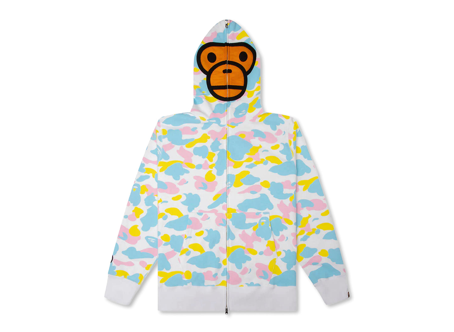 A Bathing Ape New Multi Camo Baby Milo Regular Fit Full Zip Parka in White