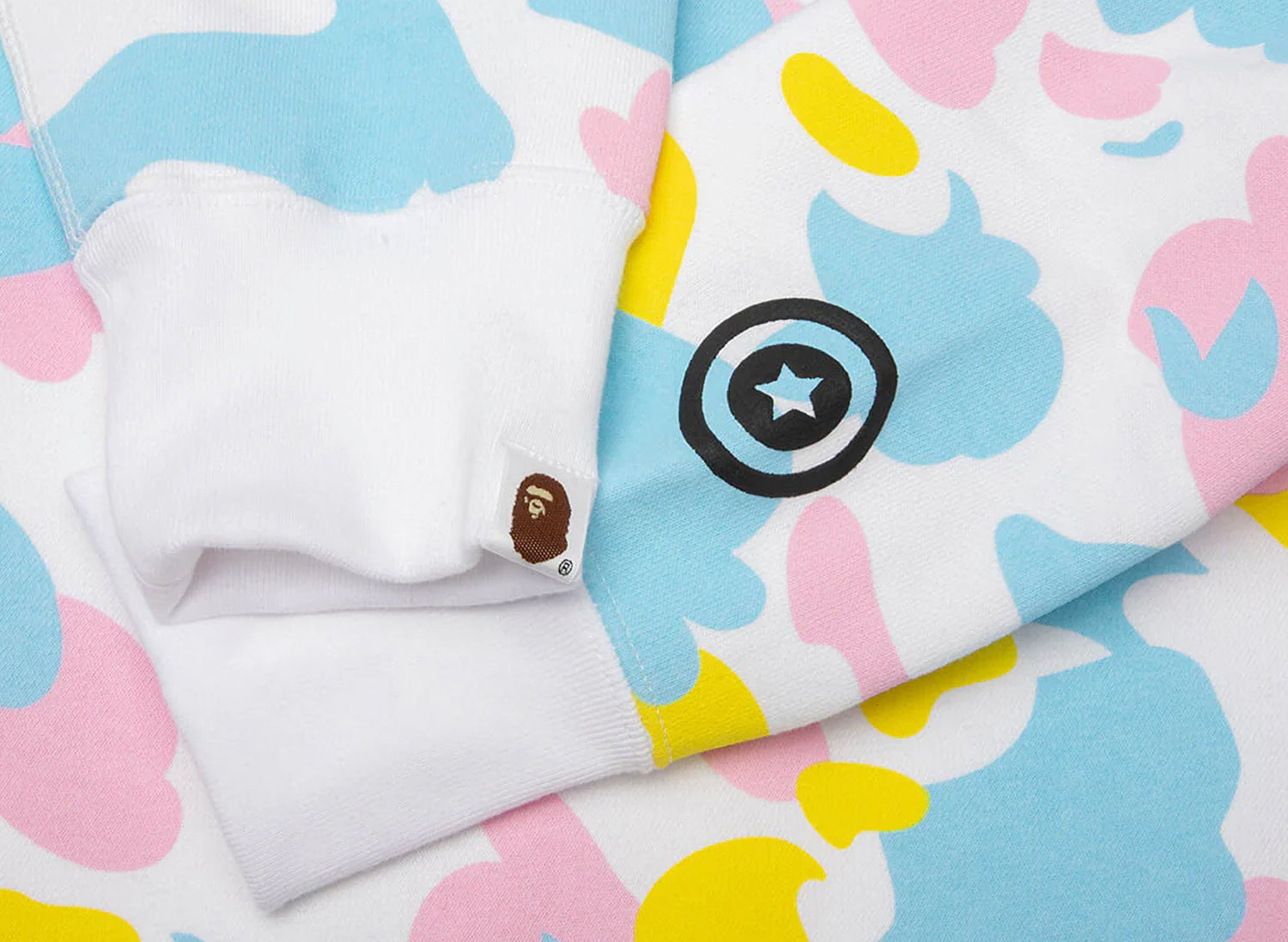 A Bathing Ape New Multi Camo Baby Milo Regular Fit Full Zip Parka in White — view 4