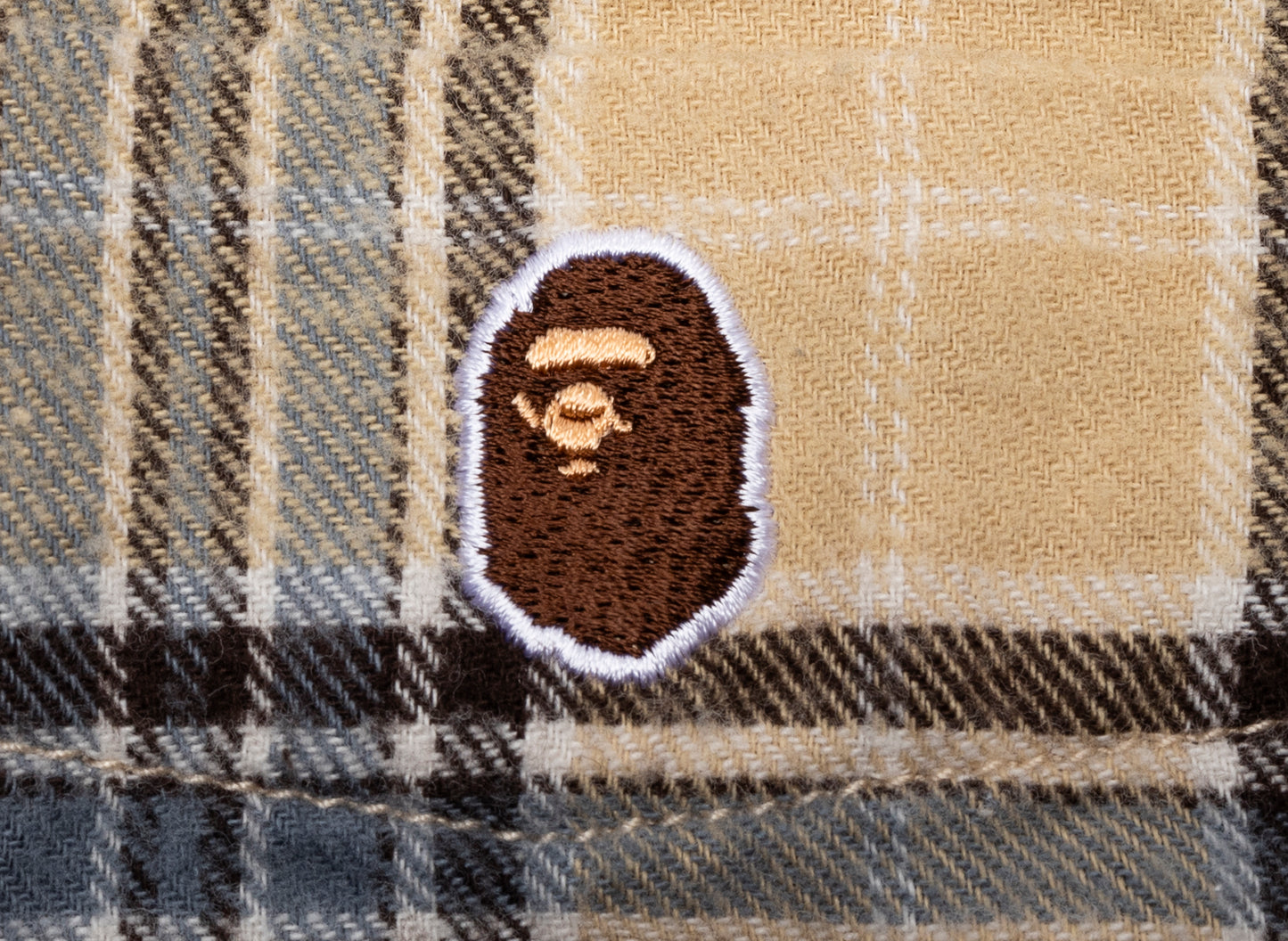 A Bathing Ape One Point Flannel Check Relaxed Fit Shirt in Beige - view 2
