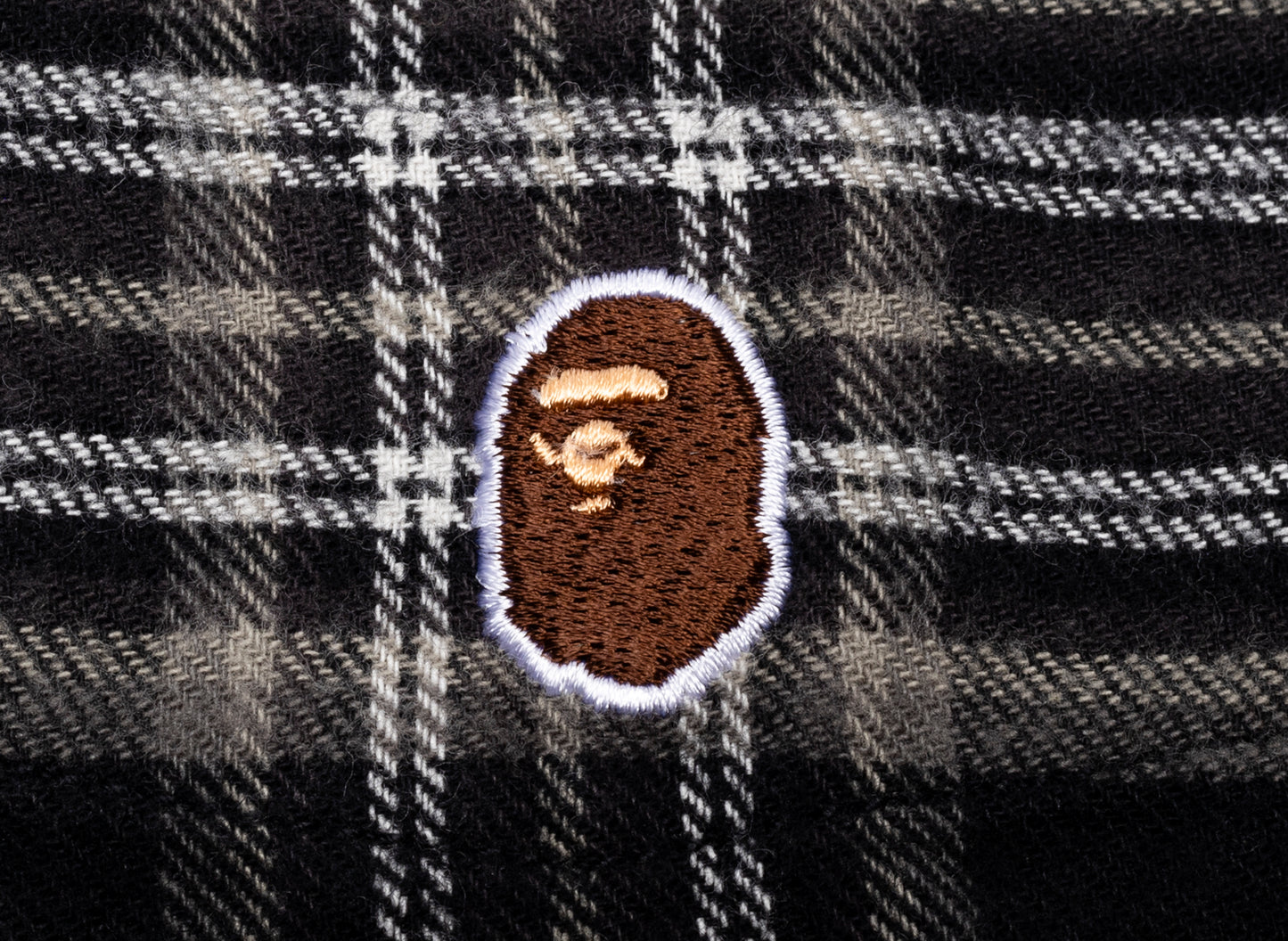 A Bathing Ape One Point Flannel Check Relaxed Fit Shirt in Black - view 2