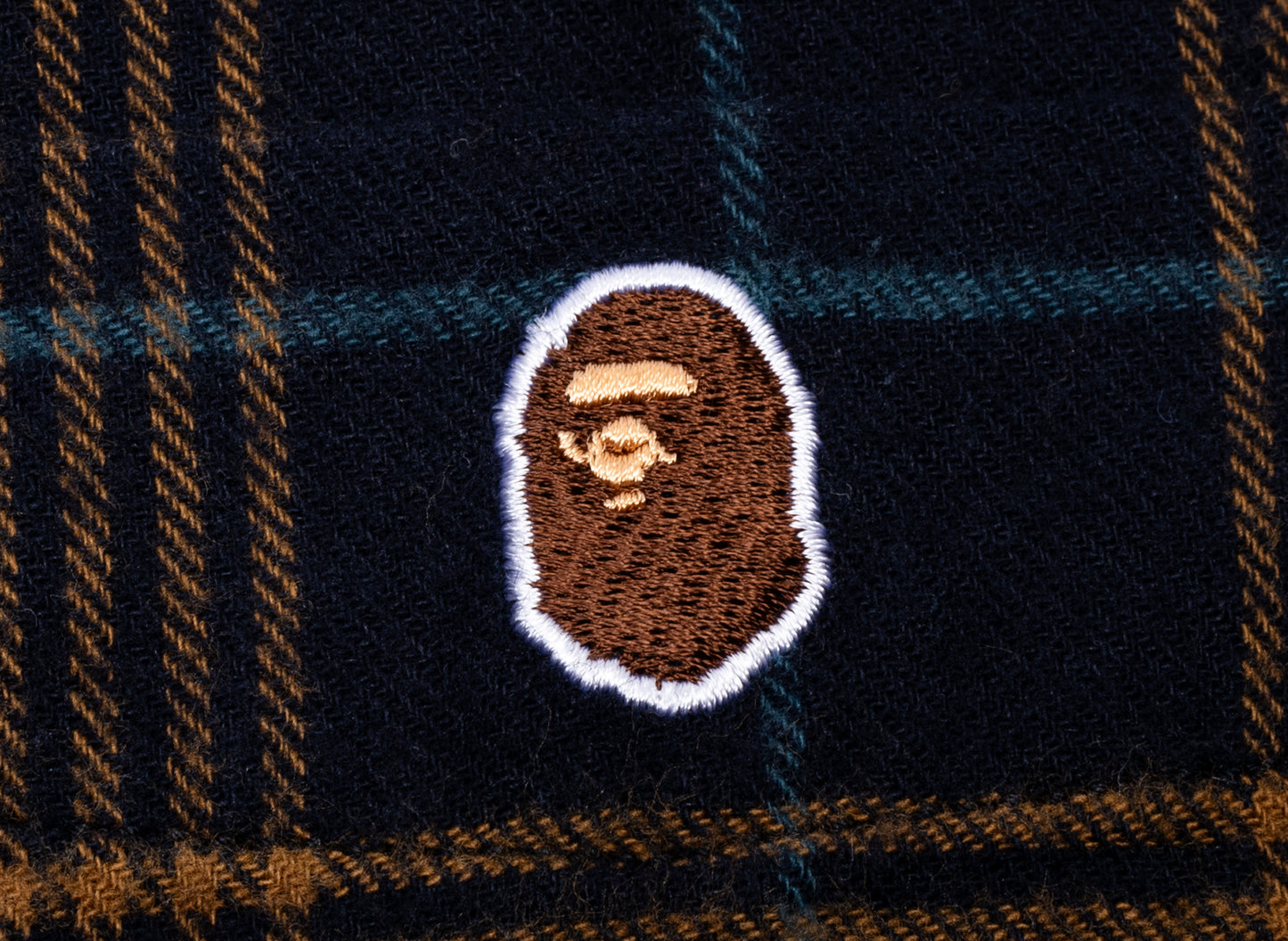 A Bathing Ape One Point Flannel Check Relaxed Fit Shirt in Navy - view 2