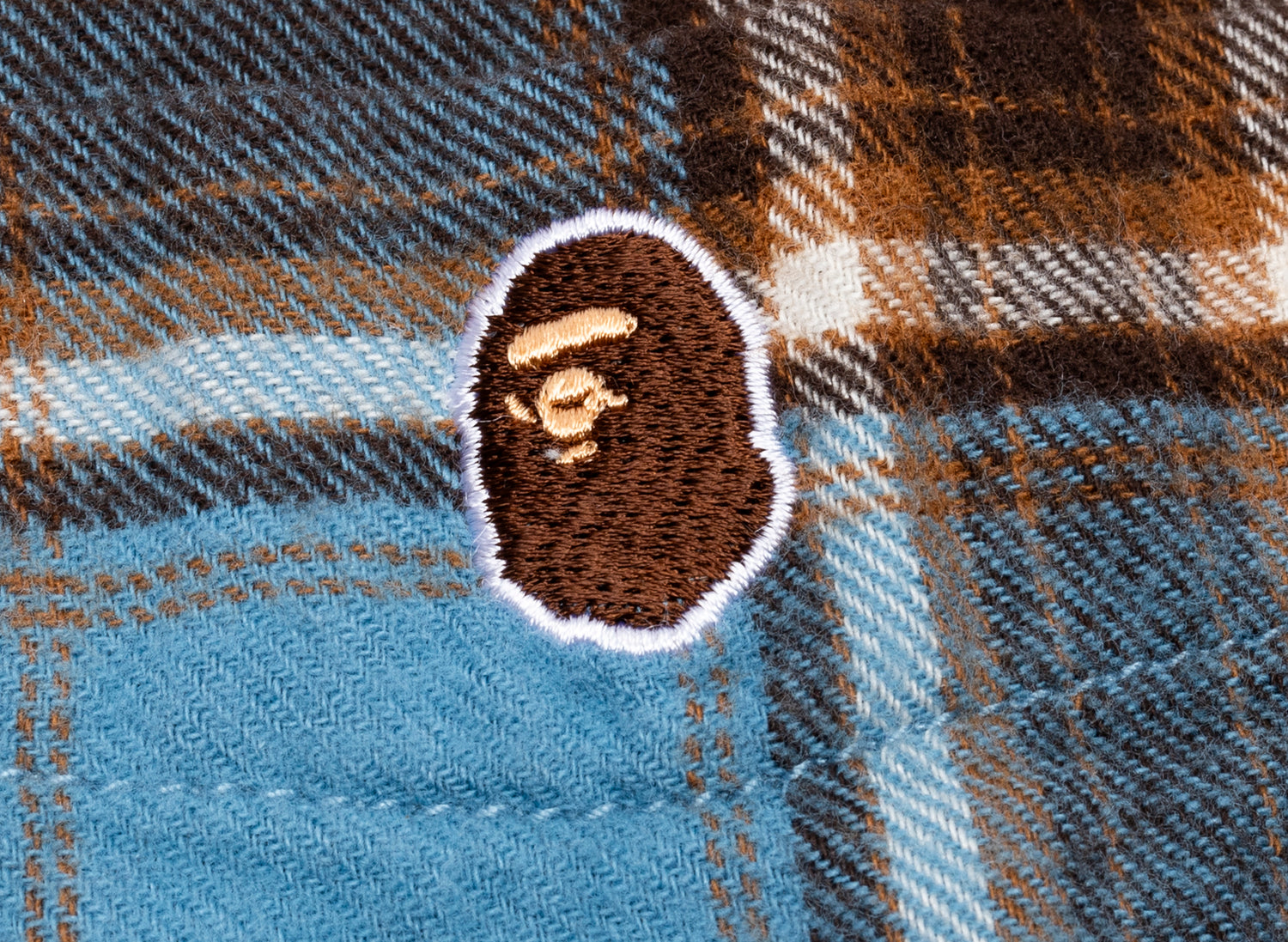A Bathing Ape One Point Flannel Check Relaxed Fit Shirt in Sax - view 2