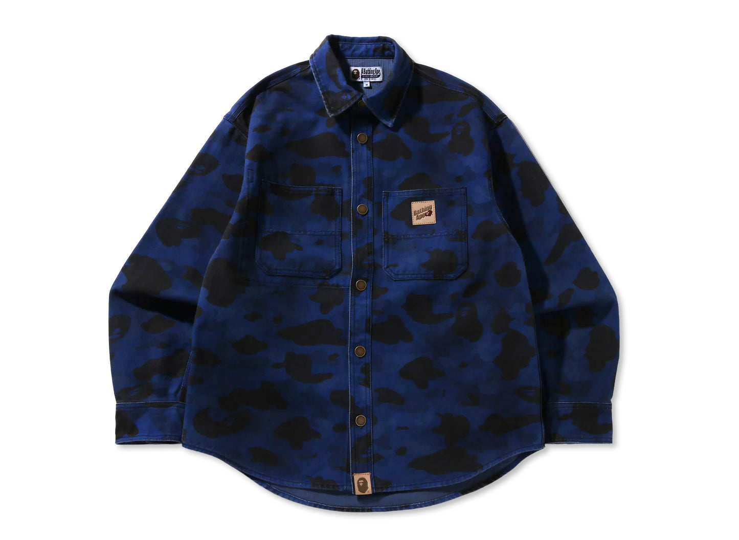 Camisa de trabajo de manga larga A Bathing Ape Solid 1st Camo en azul – Oneness Boutique