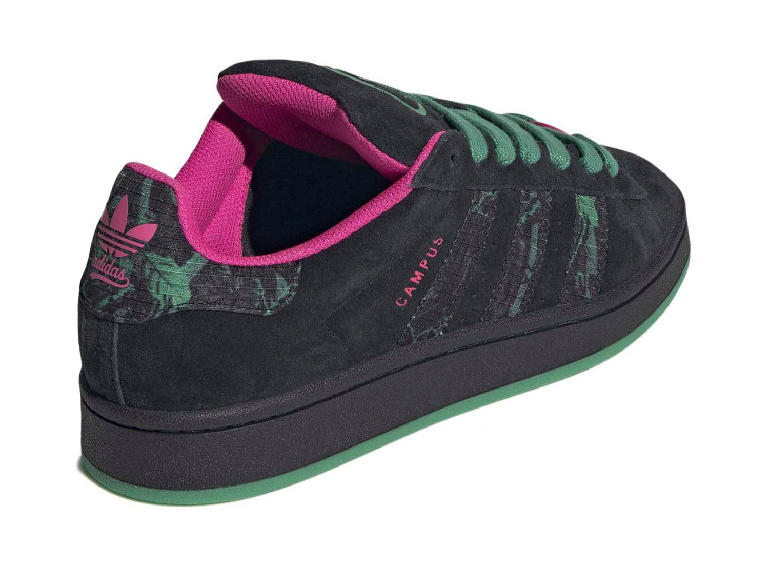 Adidas Campus 00s in Core Black / Semi Court Green — view 2