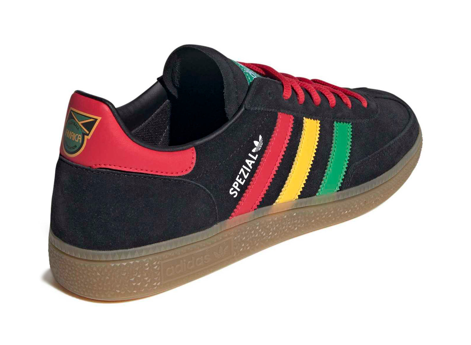 Adidas Handball Spezial Jamaica in Core Black / Pure Ruby — view 2