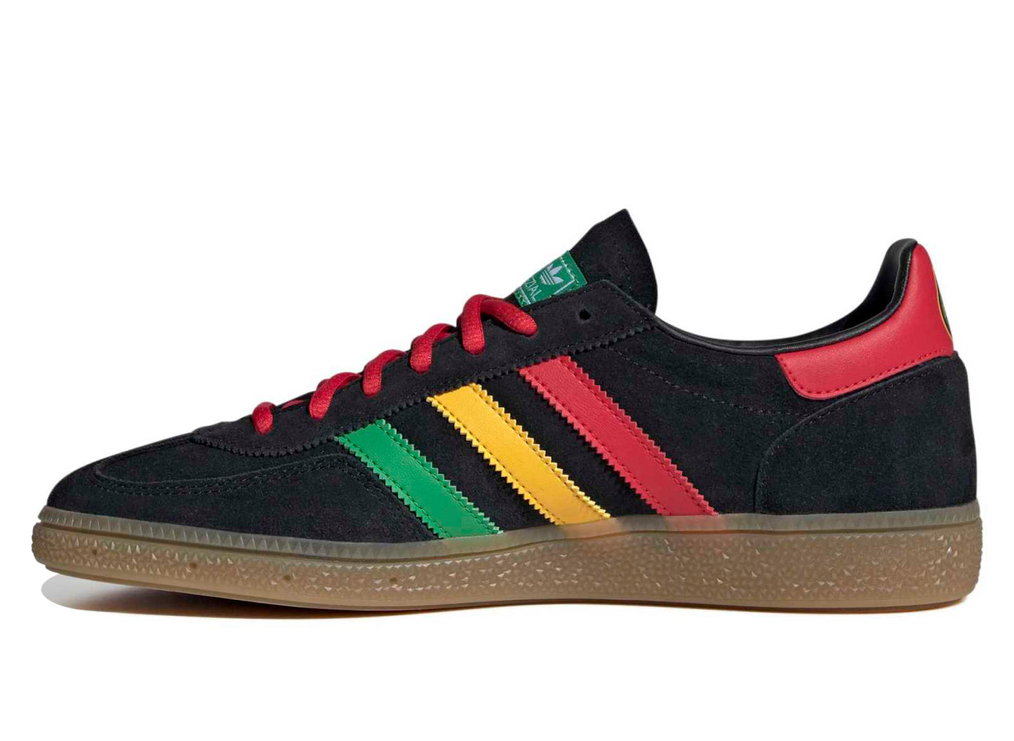 Adidas Handball Spezial Jamaica in Core Black / Pure Ruby — view 3