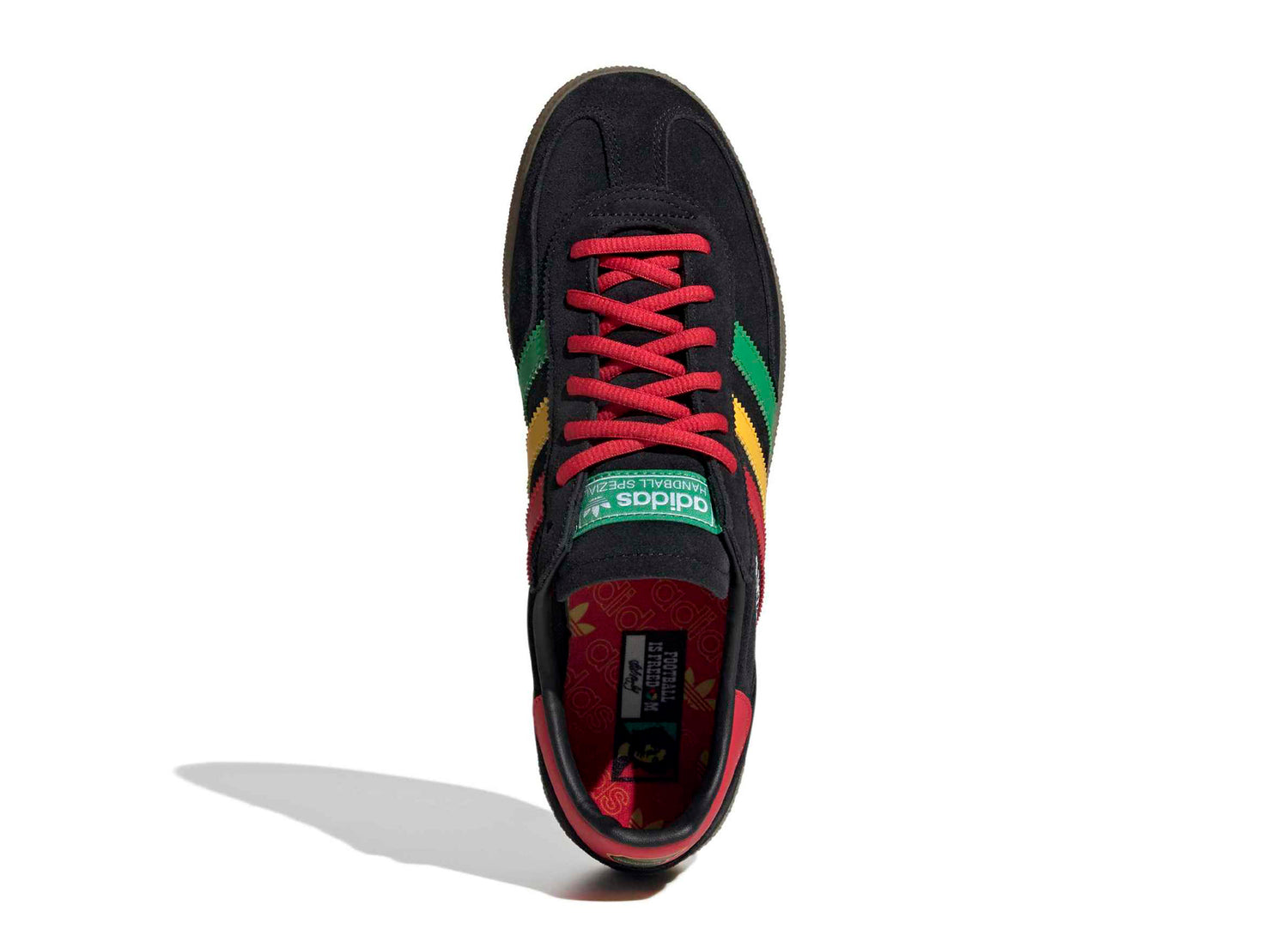 Adidas Handball Spezial Jamaica in Core Black / Pure Ruby — view 4