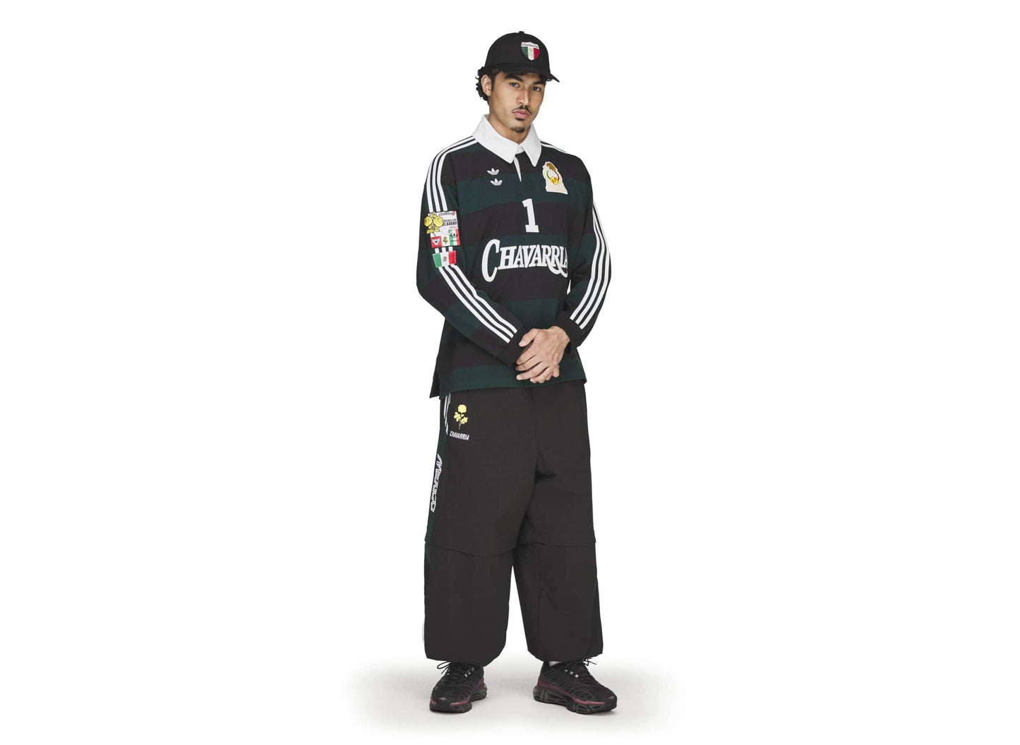 Adidas WC Chavarria LS Rugby Shirt in Black / Aurora Ivy