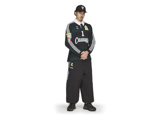 Adidas WC Chavarria LS Rugby Shirt in Black / Aurora Ivy