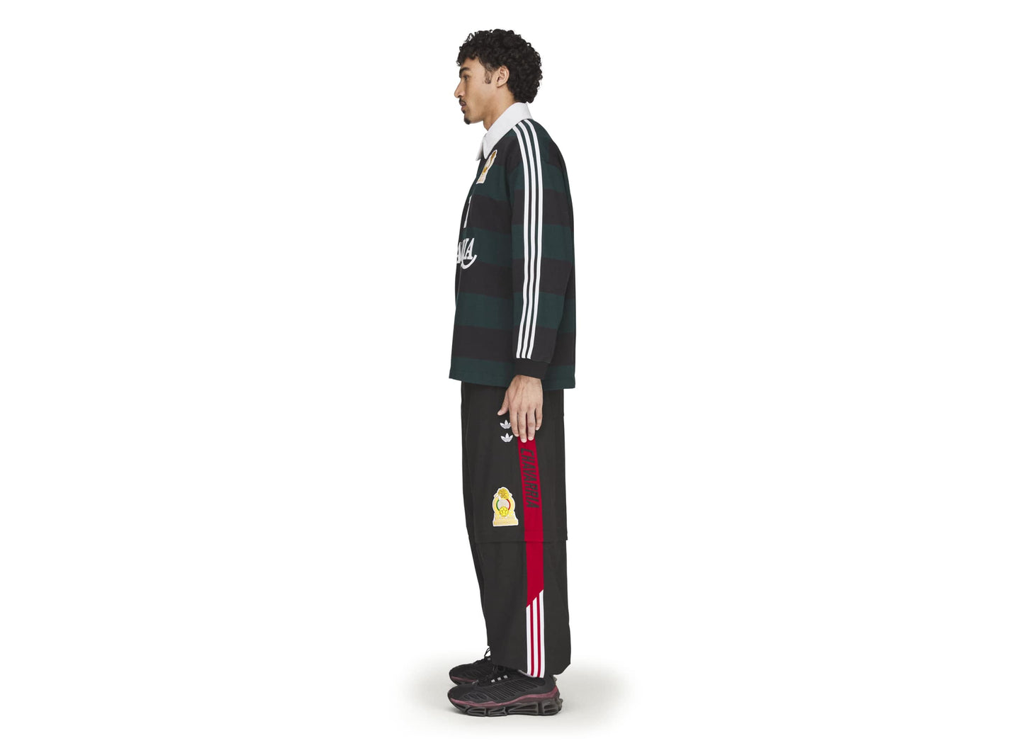 Adidas WC Chavarria LS Rugby Shirt in Black / Aurora Ivy