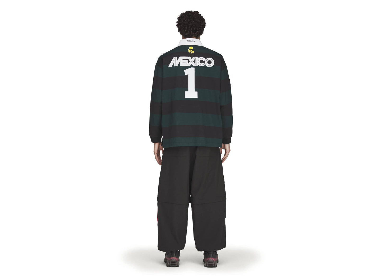 Adidas WC Chavarria LS Rugby Shirt in Black / Aurora Ivy