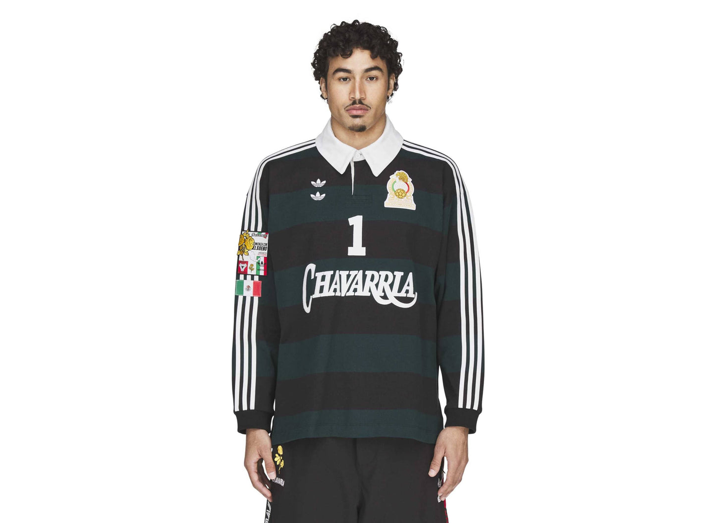 Adidas WC Chavarria LS Rugby Shirt in Black / Aurora Ivy