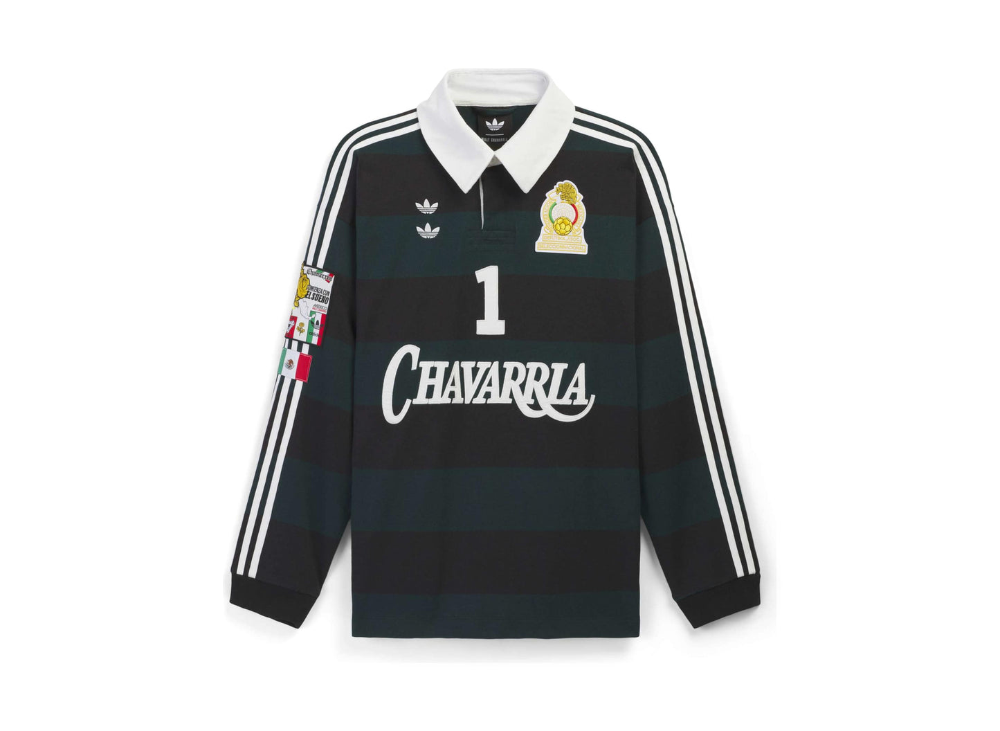 Adidas WC Chavarria LS Rugby Shirt in Black / Aurora Ivy