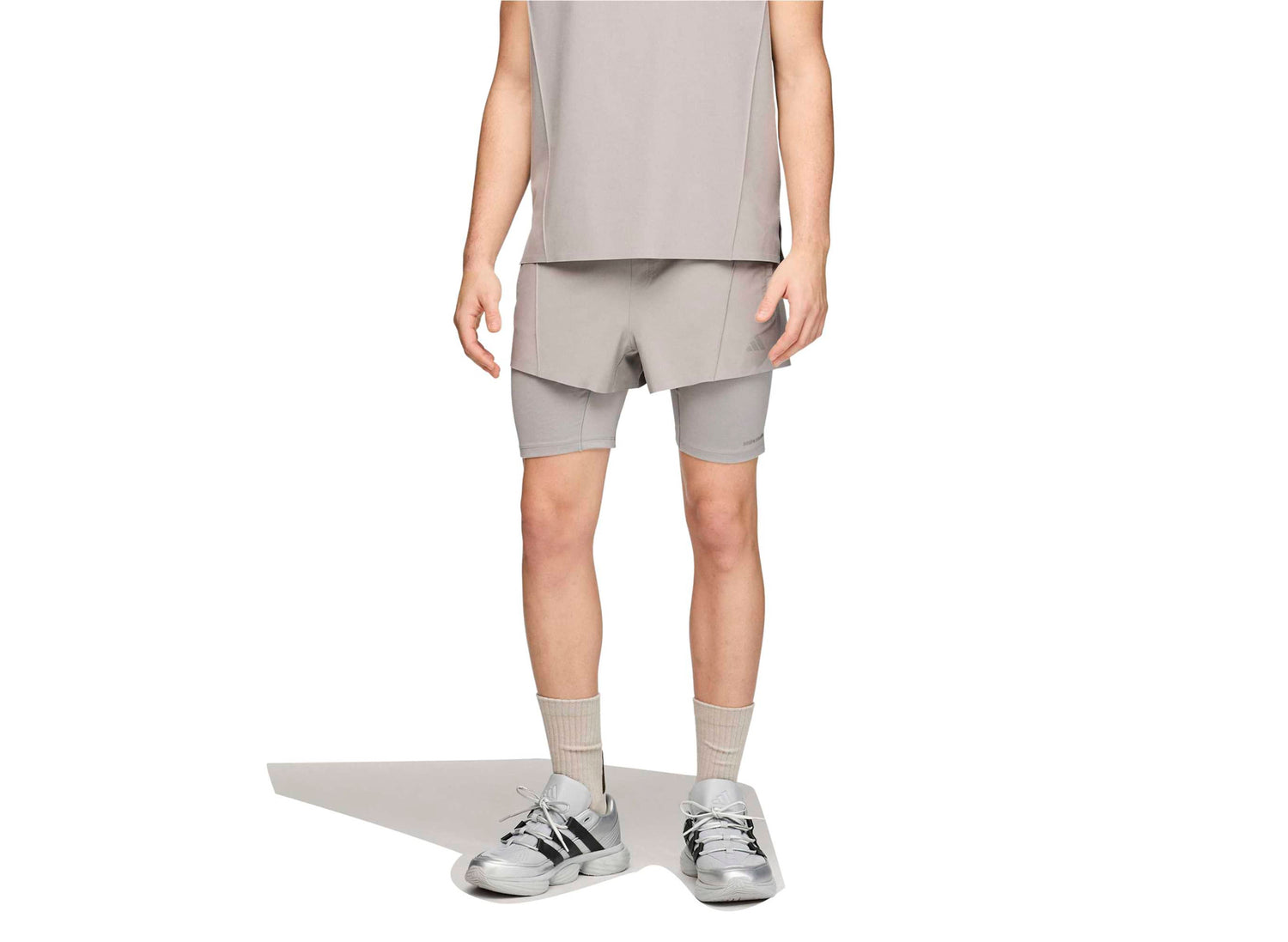 Adidas x Entire Studios D4T 2in1 Short in Dove Grey — view 4