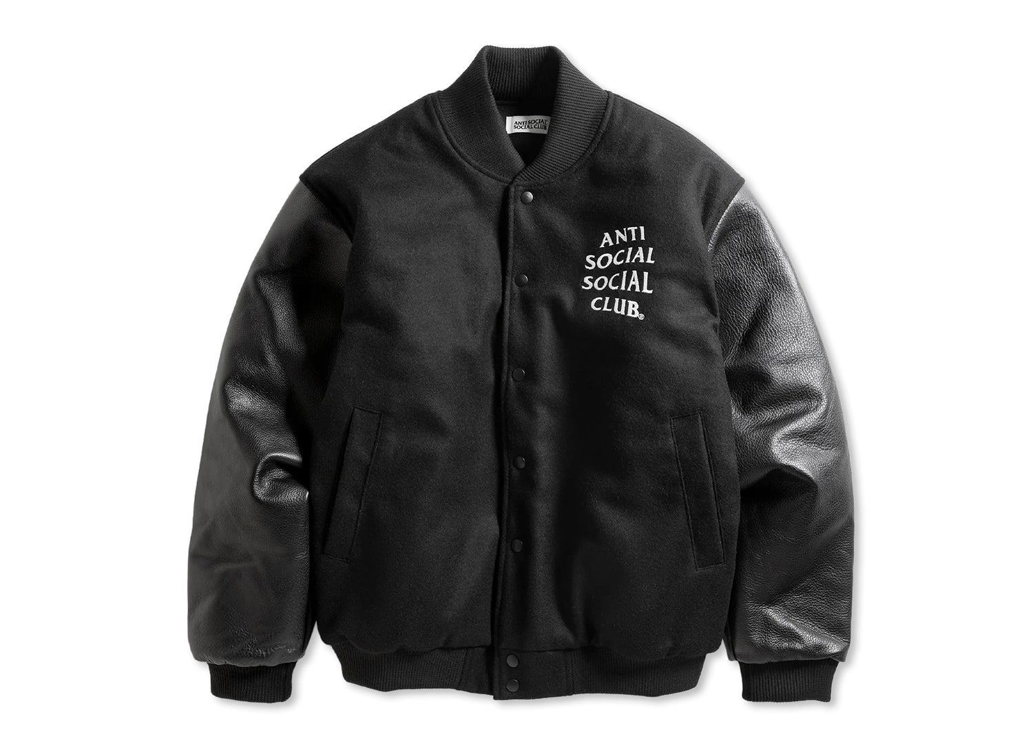 Anti Social Social Club 'Team Anxious' Varsity Jacket in Black