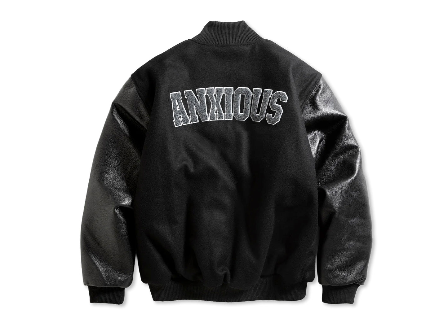 Anti Social Social Club 'Team Anxious' Varsity Jacket in Black — view 2