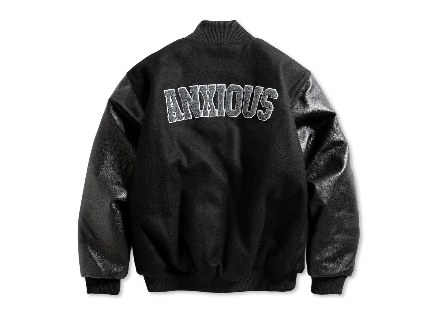 Anti Social Social Club 'Team Anxious' Varsity Jacket in Black — view 2