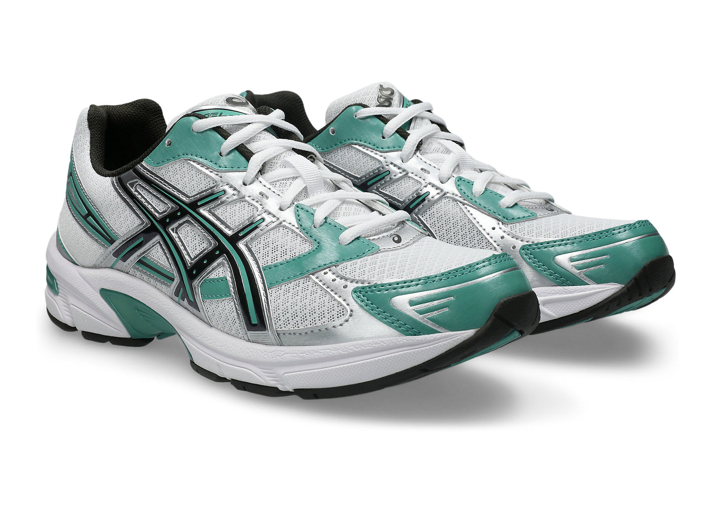 Asics GEL-1130 in White / Catalina Green front three-quarter view