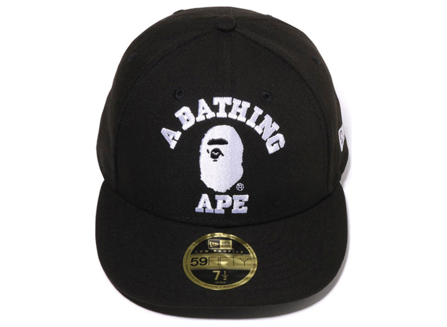 A BATHING APE NEW ERA 59FIFTY 7 3/8 最終値下 Bape College New Era 59Fifty Low Profile Hat w/ Cap Clip in Black