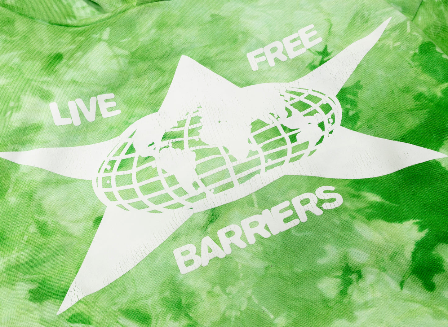 Barriers Cowrie Shell Hidden Pocket Hoodie in Green Marble Dye — view 2