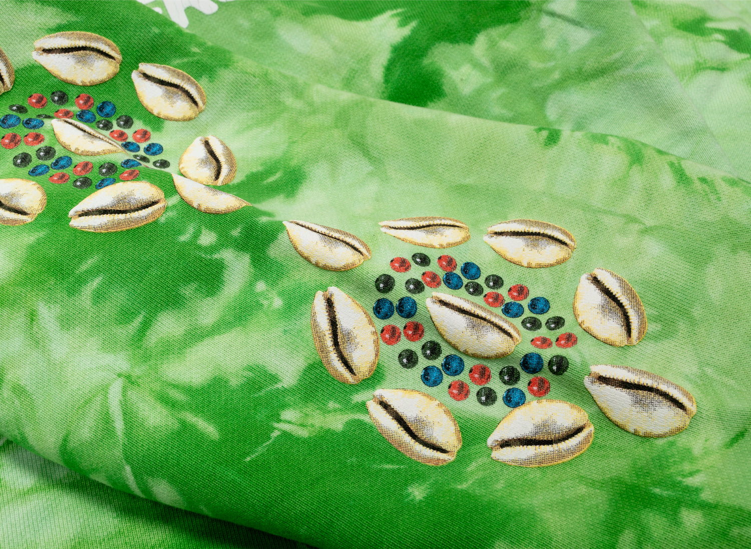 Barriers Cowrie Shell Hidden Pocket Hoodie in Green Marble Dye — view 3