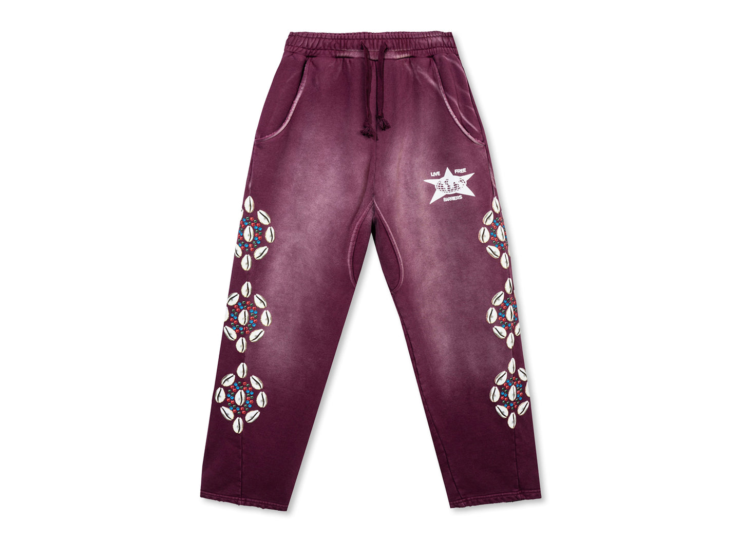 Barriers Cowrie Shell Sweatpant in Burgundy Marble Dye
