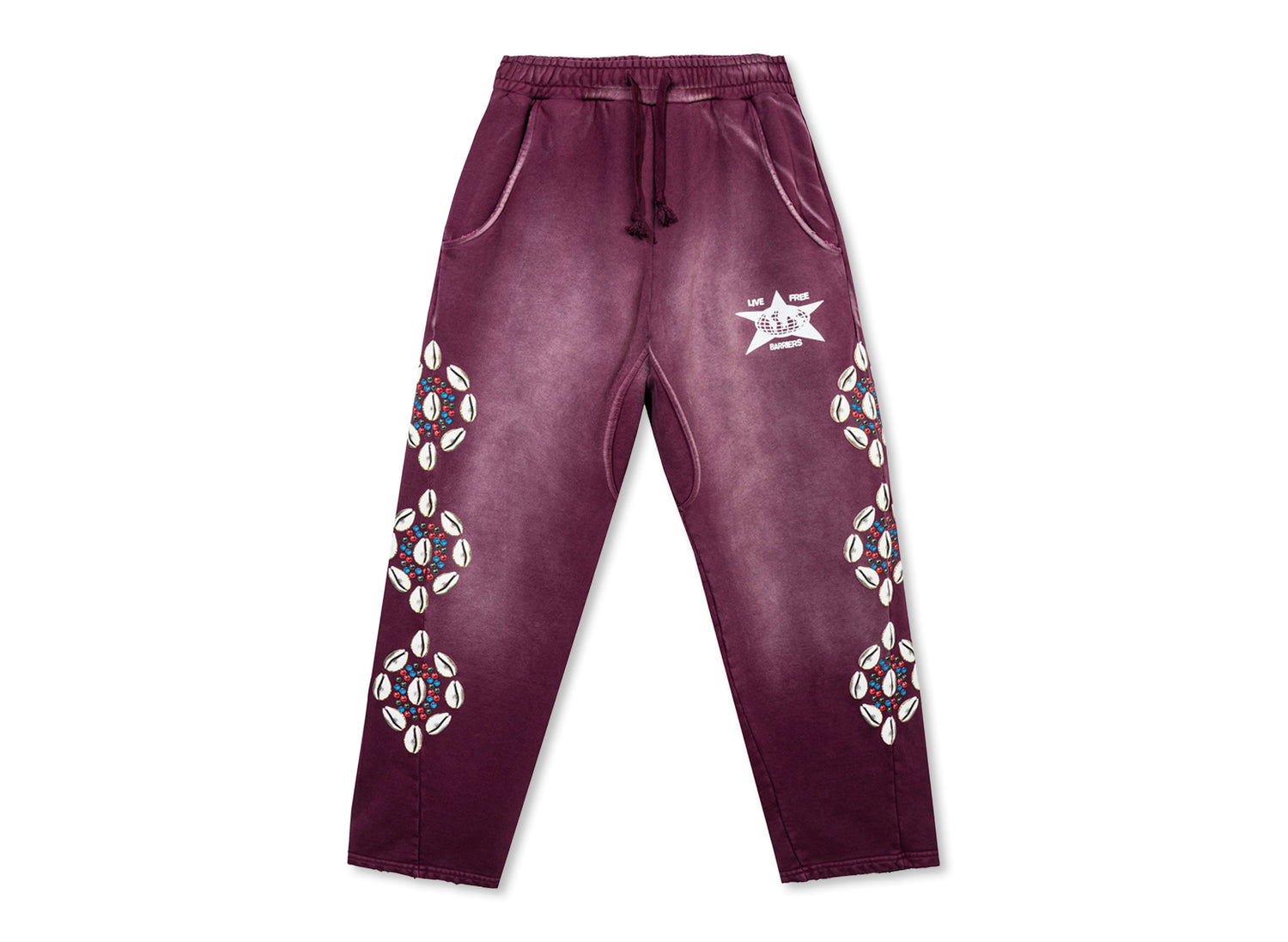 Barriers Cowrie Shell Sweatpant in Burgundy Marble Dye