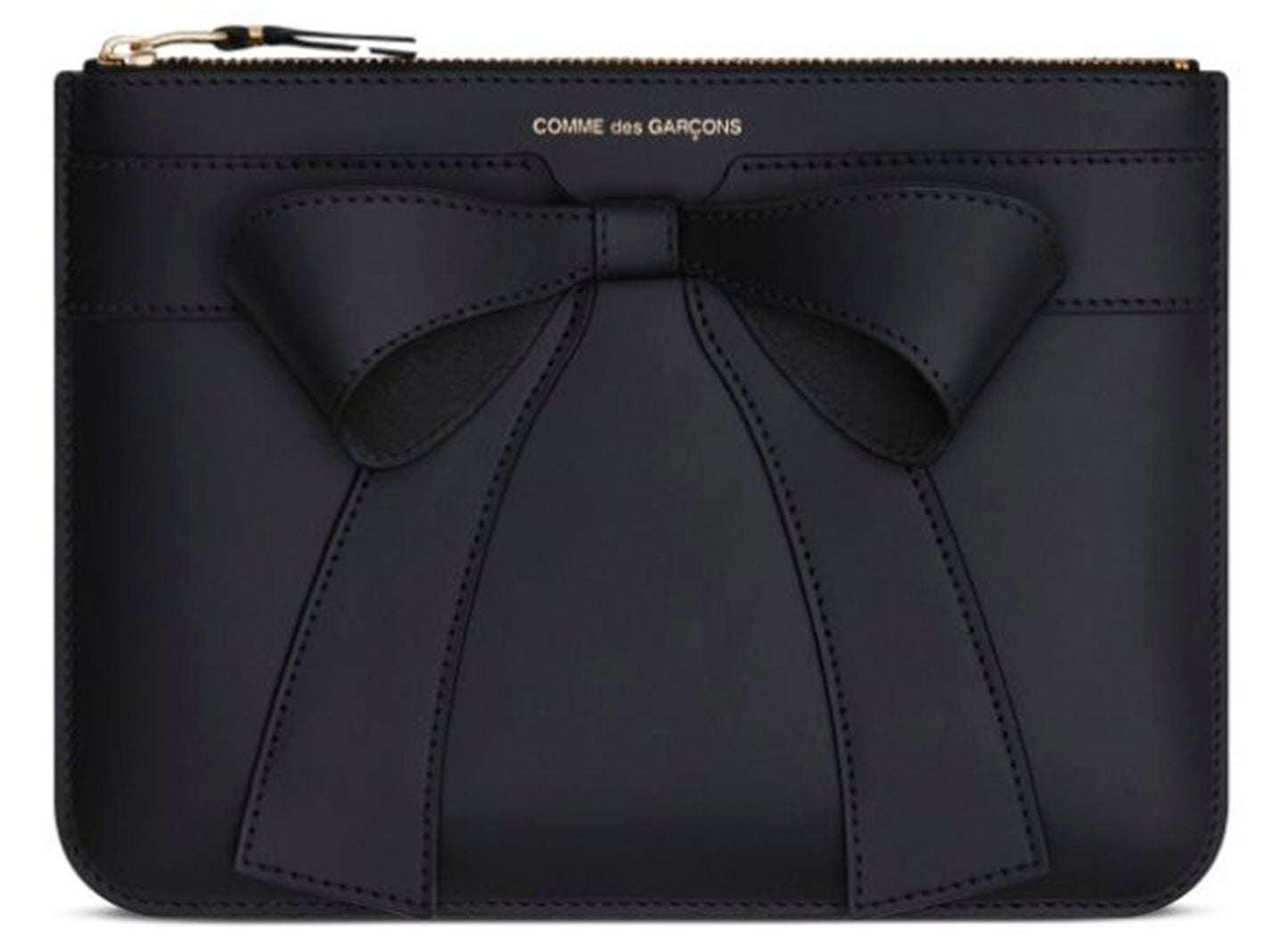 COMME des GARCONS BIGBOWケース BLAC Comme des Garçon Wallet Big Bow Medium Zip Pouch in Black