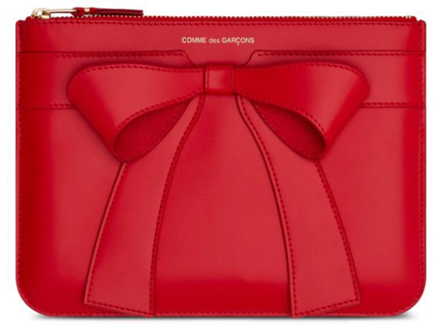 Comme des Garçons Wallet リボン Comme des Garçon Wallet Big Bow Medium Zip Pouch in Red – Oneness
