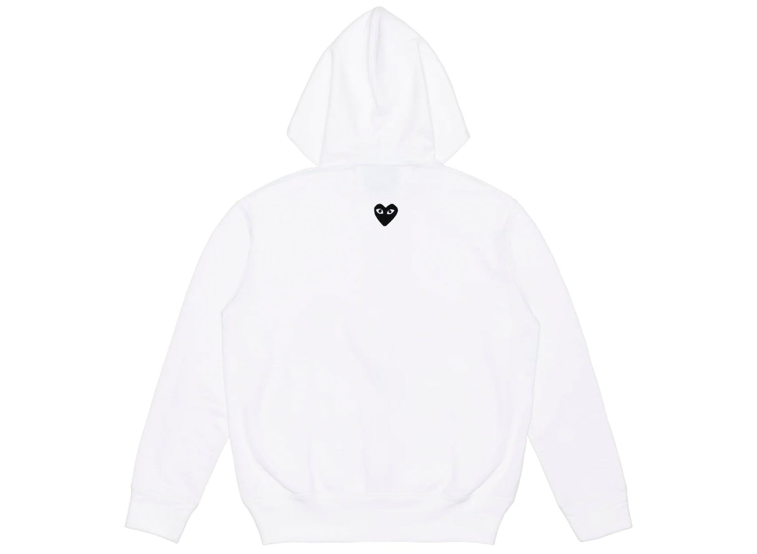 Comme des Garçons Play Black Emblem Back Logo Full Zip Hoodie in White - view 2