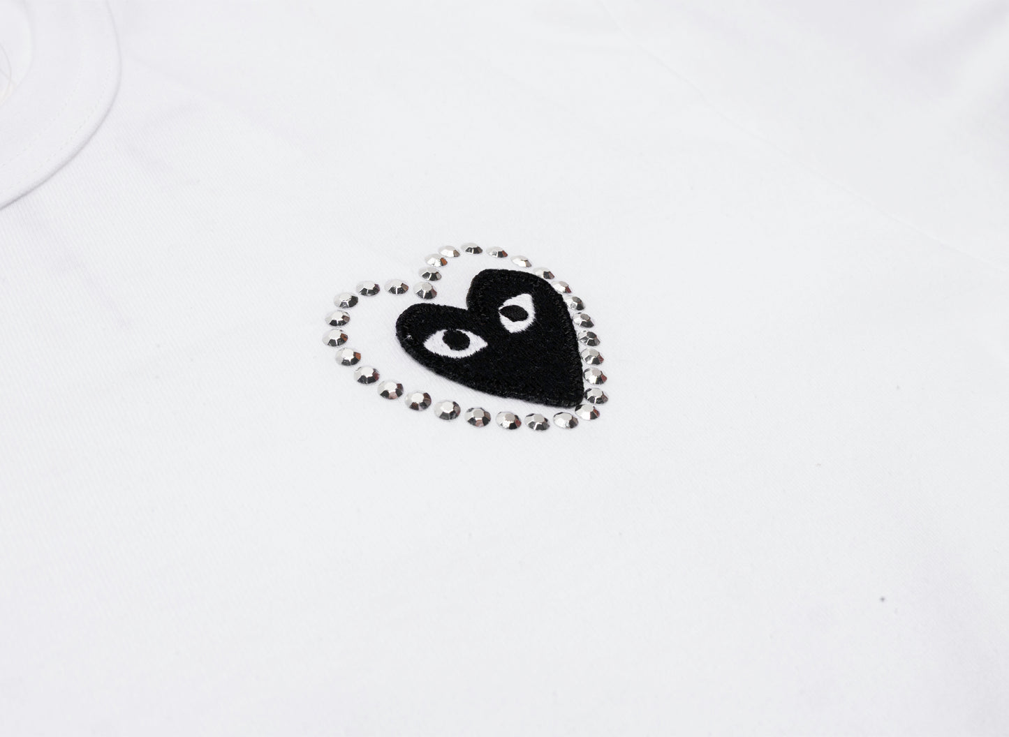 Comme des Garçons PLAY Metal Stone Heart Tee in White/Black - view 2