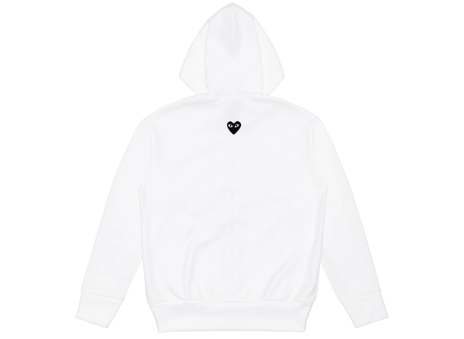 Comme des Garçons Play Nylon Black Emblem Back Logo Full Zip Hoodie in White - view 2