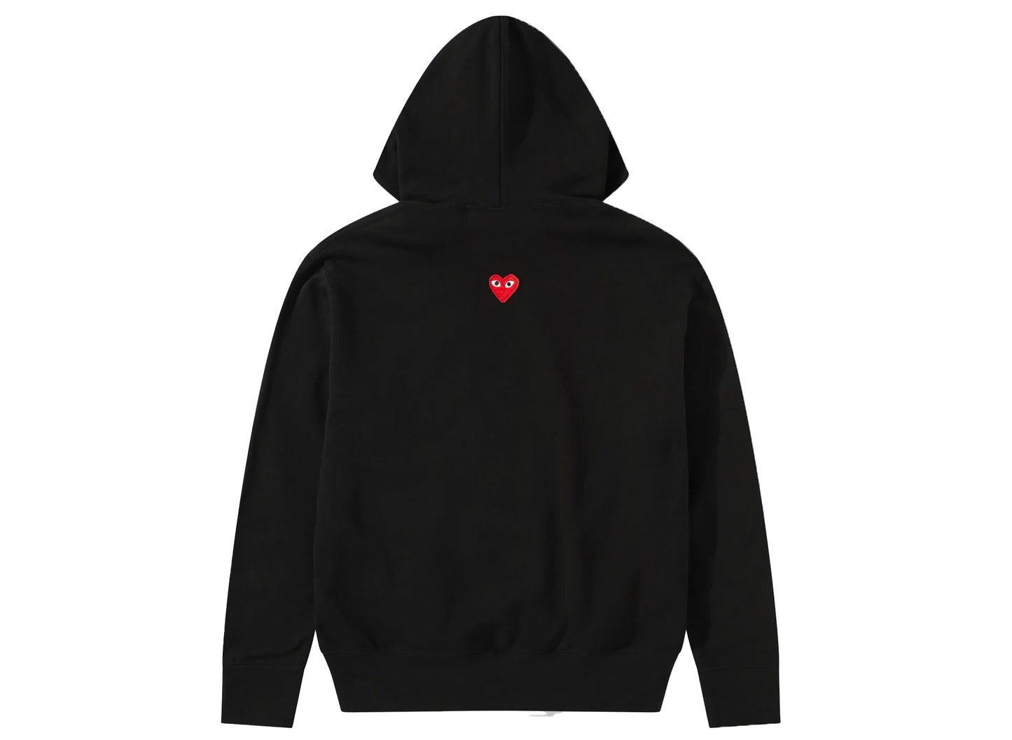 Comme des Garçons Play Red Emblem Back Logo Full Zip Hoodie in Black - view 2