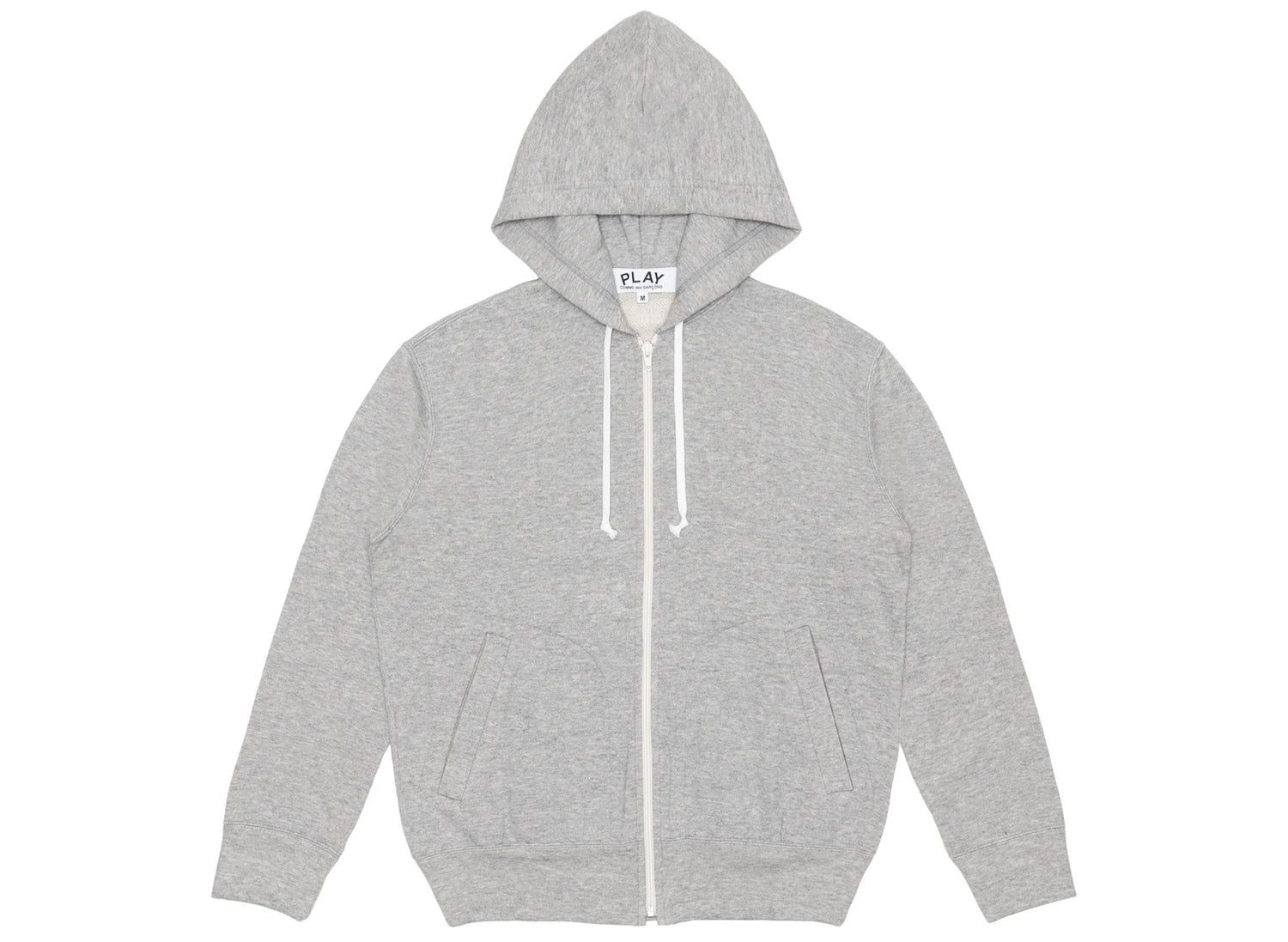 Comme des Garçons Play Red Emblem Back Logo Full Zip Hoodie in Grey