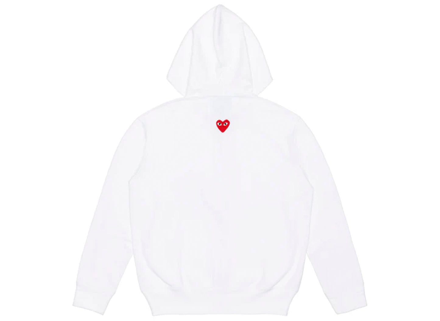 Comme des Garçons Play Red Emblem Back Logo Full Zip Hoodie in White - view 2