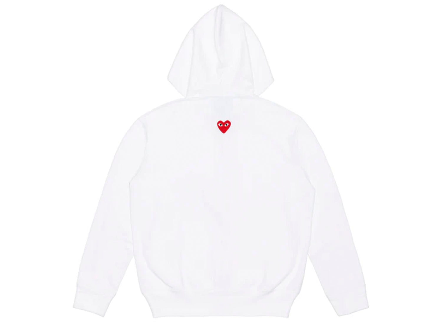 Comme des Garçons Play Red Emblem Back Logo Full Zip Hoodie in White - view 2