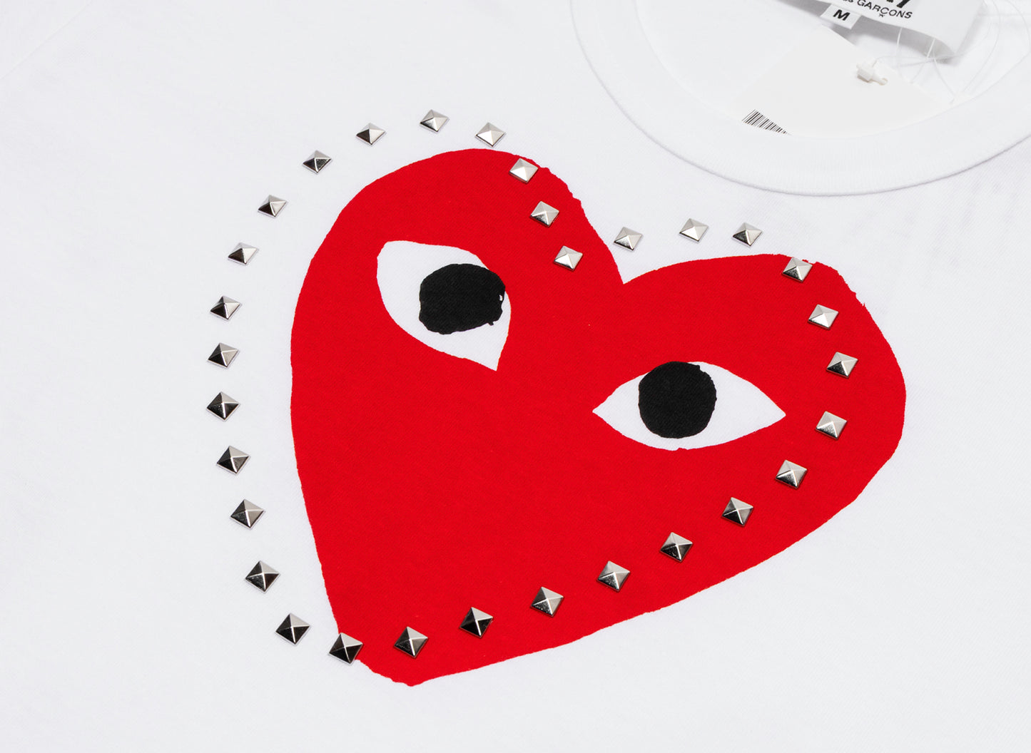 Comme des Garçons PLAY Stud Print Heart Tee in White - view 2