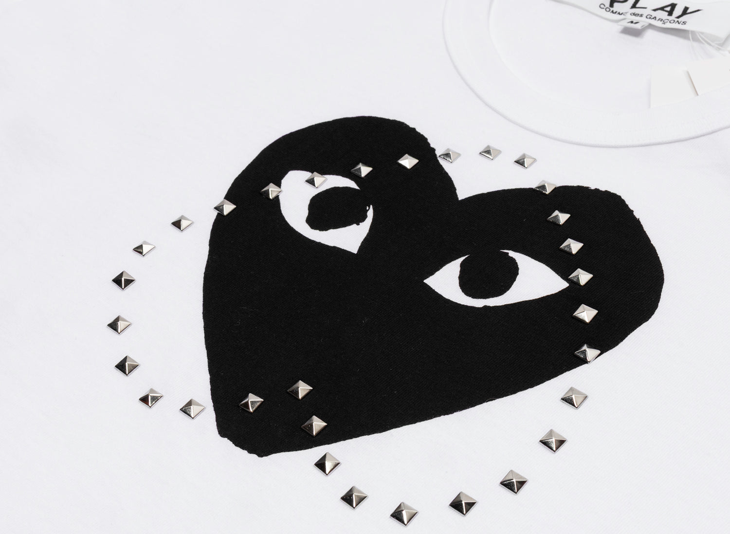 Comme des Garçons PLAY Stud Print Jumbo Heart Tee in White - view 2