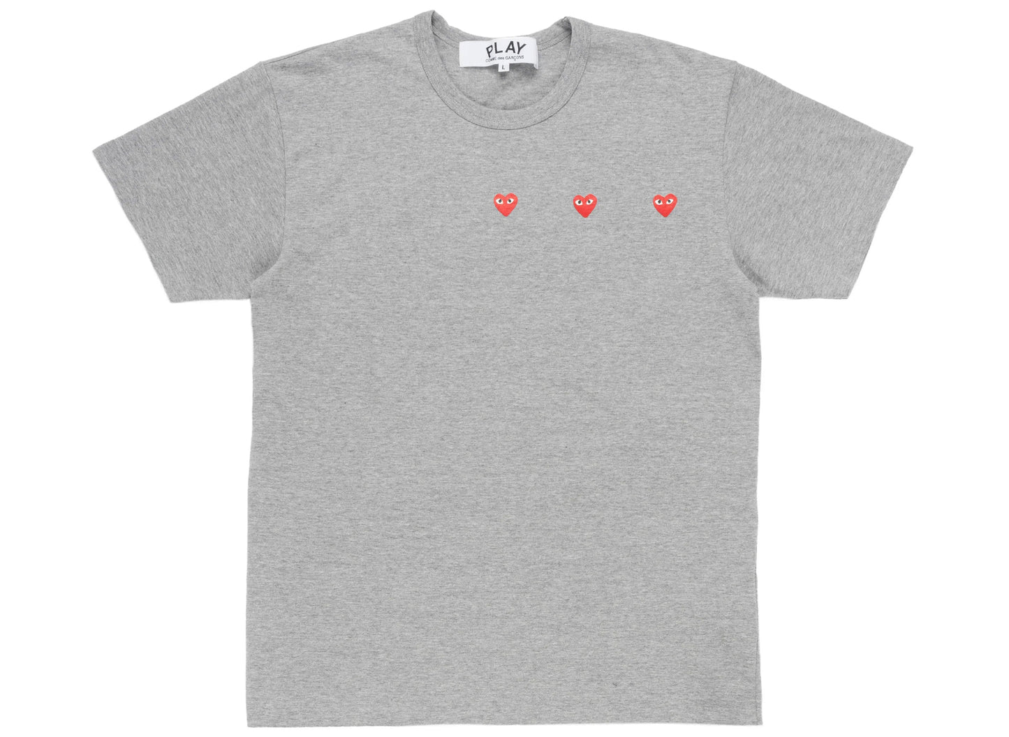 Comme des Garçons Play Triple Heart Tee in Grey