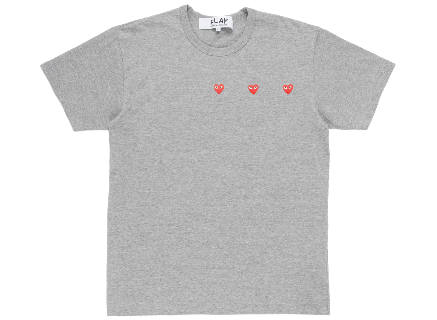 Comme des Garçons Play Triple Heart Tee in Grey