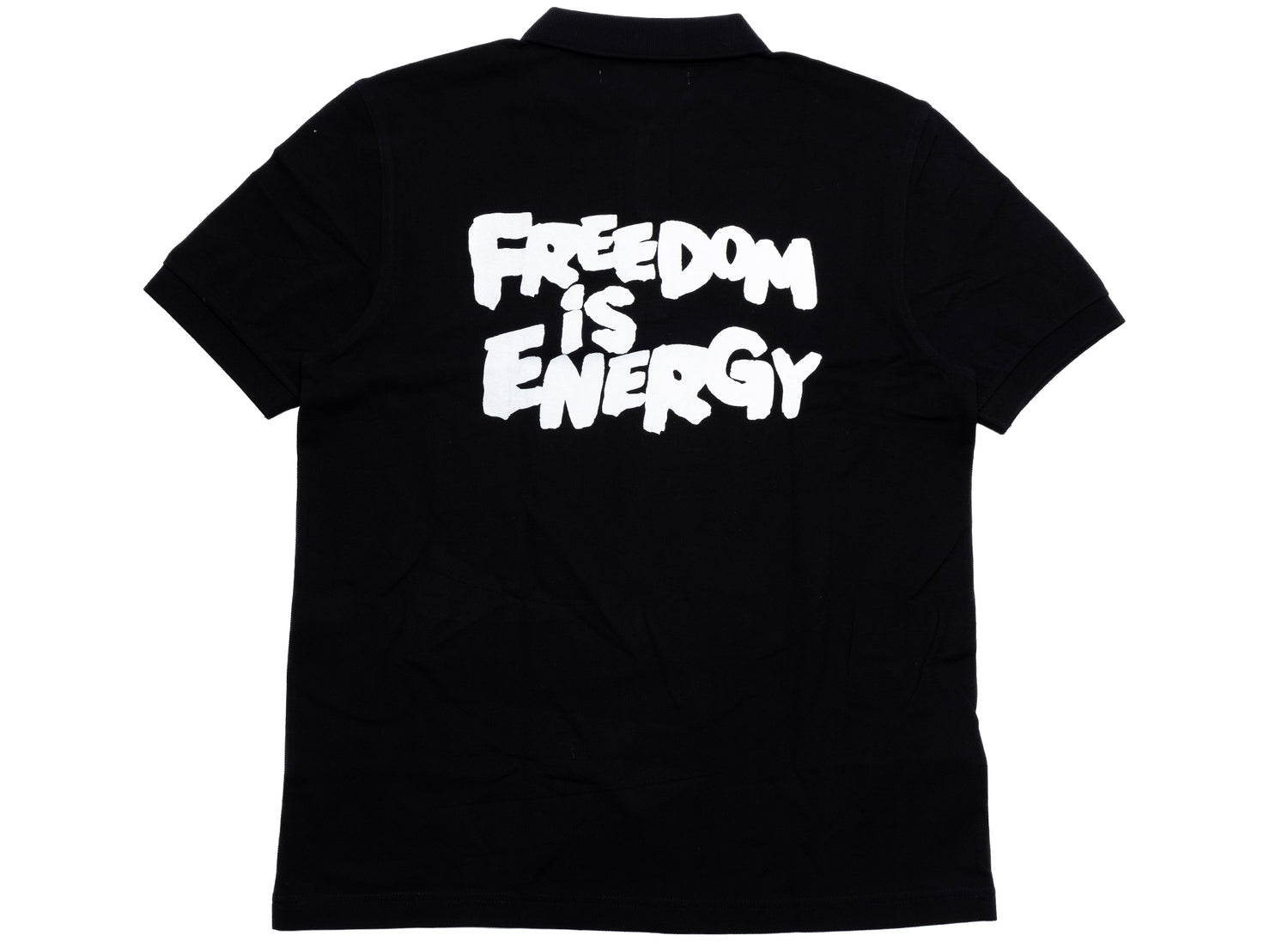 Comme des Garçons SHIRT x Fred Perry Energy is Freedom Polo Shirt in Black - view 2