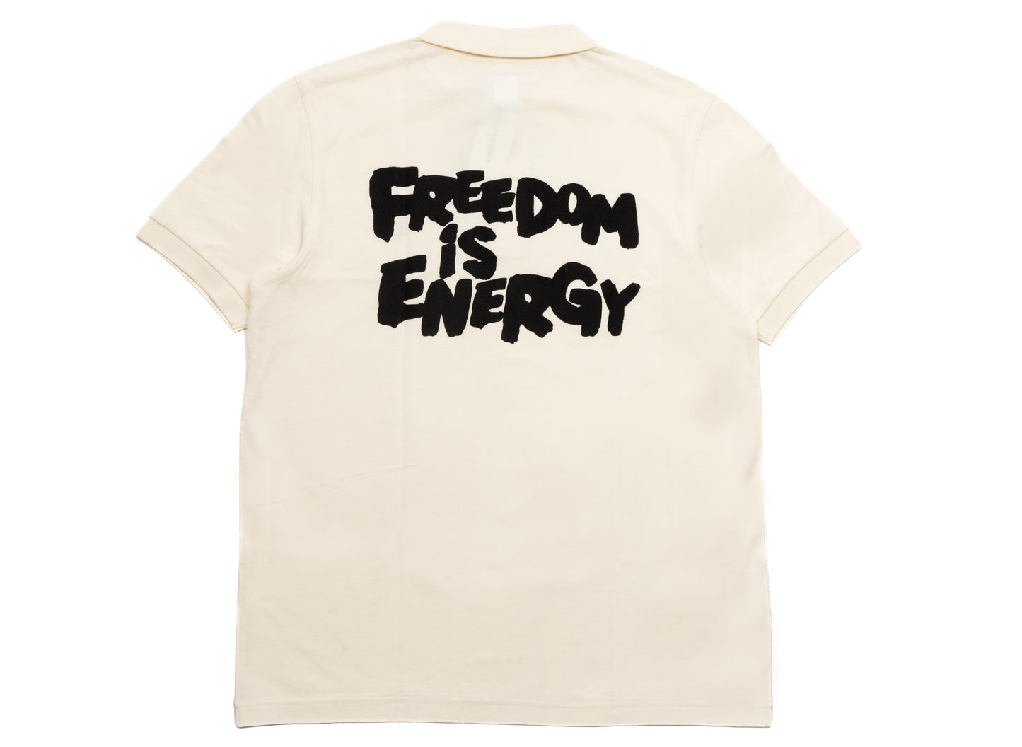 Comme des Garçons SHIRT x Fred Perry Energy is Freedom Polo Shirt in Cream - view 2