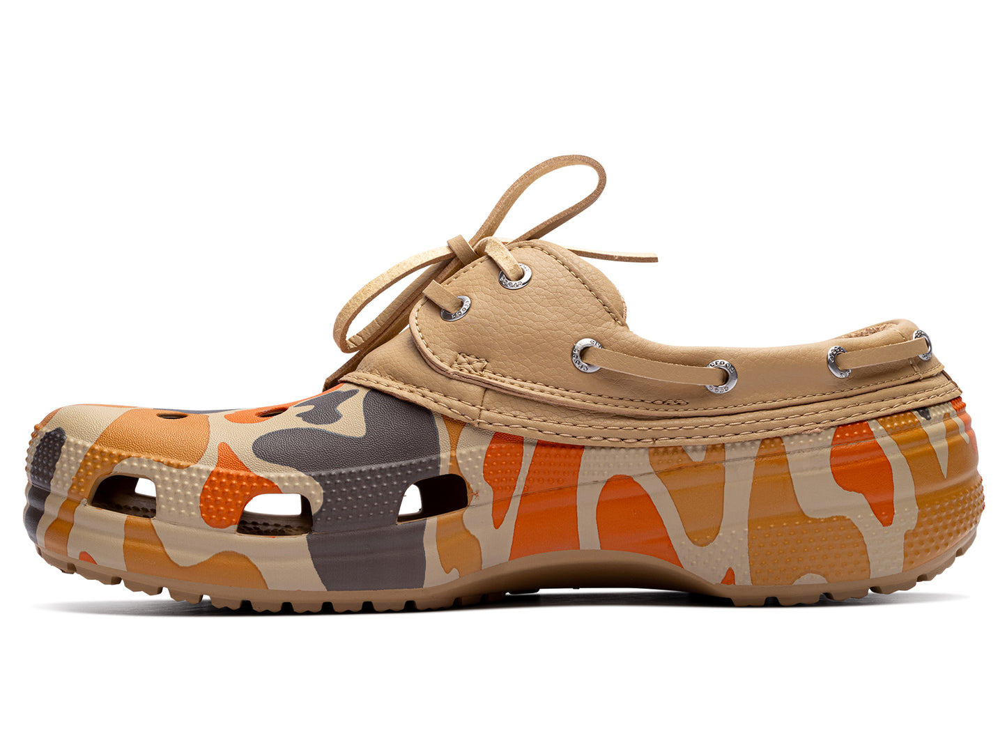 Crocs Classic Duck Camo Boat Shoe in Shocking Orange Duck Camo - Damaged — view 3