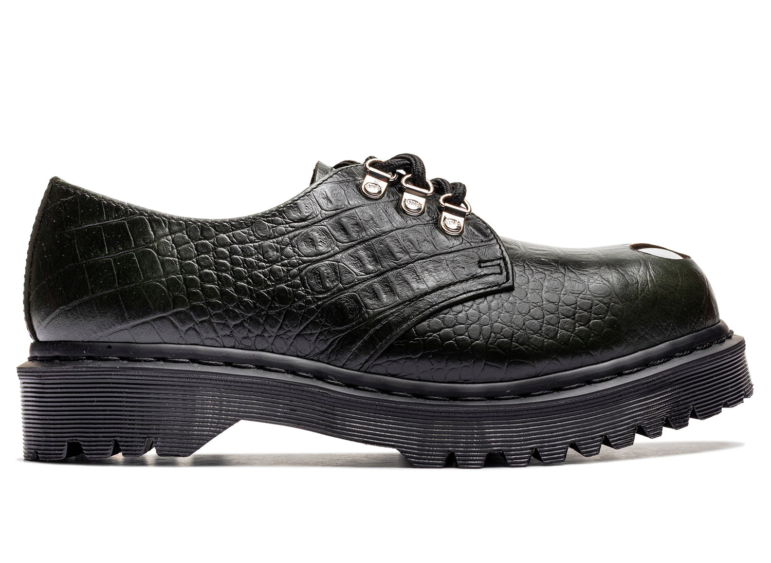 Dr. Martens Crocodile 1461 Bex Steel Toe Leather Shoes in Forest Green