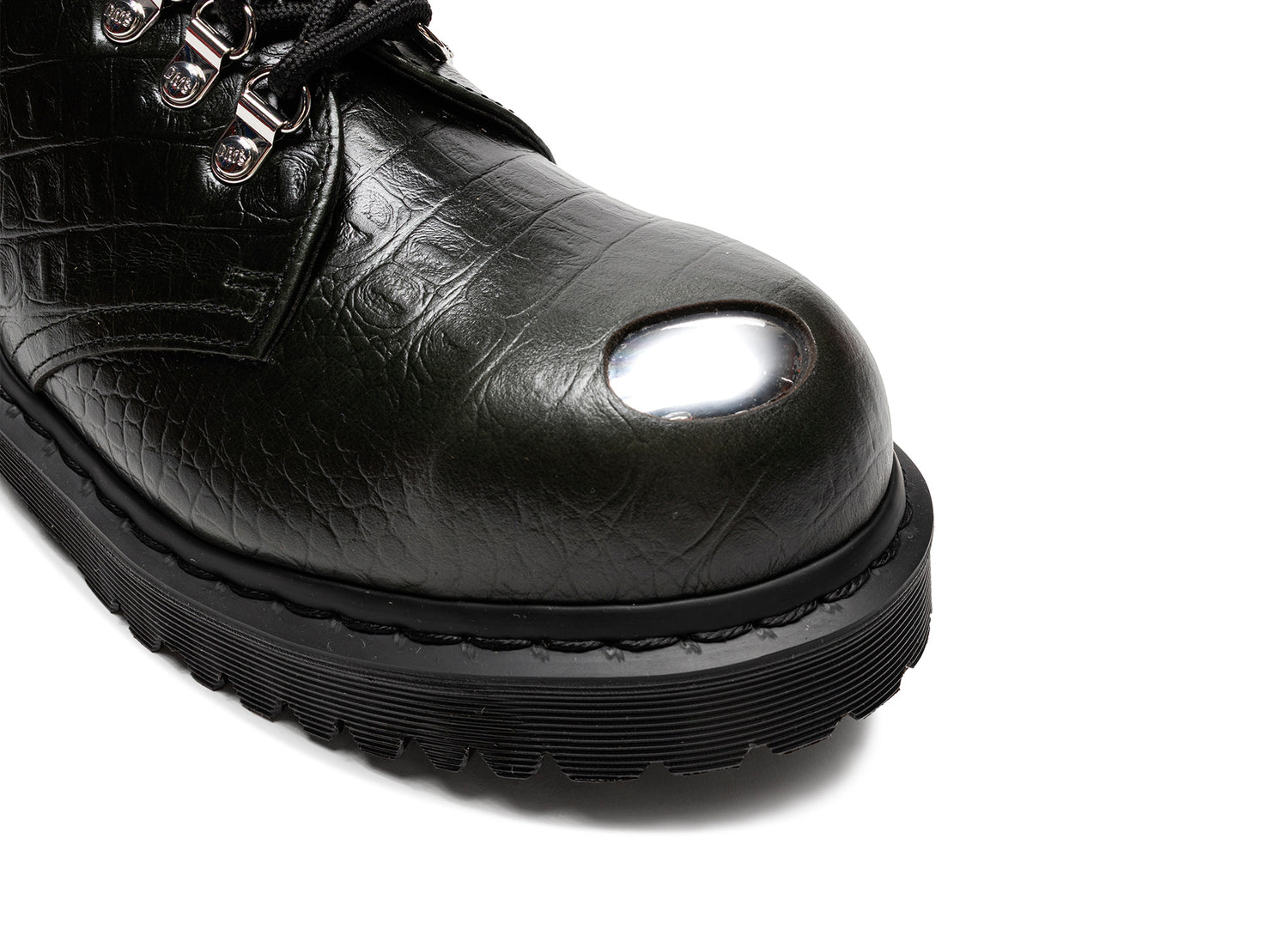 Dr. Martens Crocodile 1461 Bex Steel Toe Leather Shoes in Forest Green - view 2