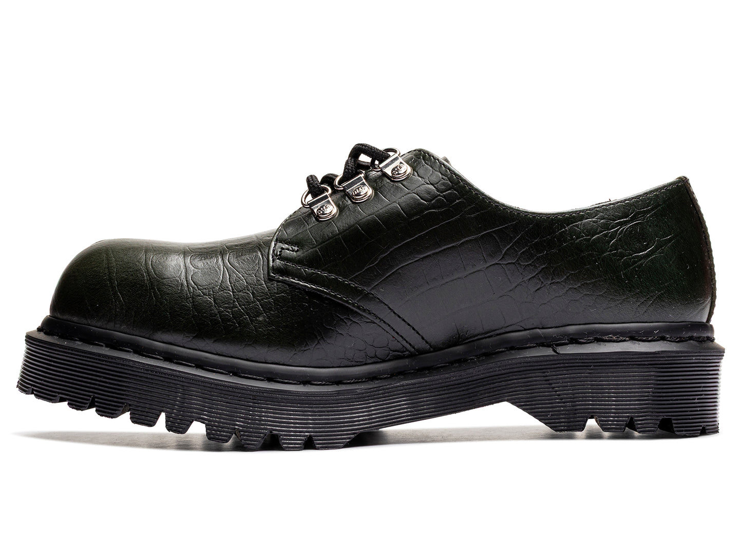 Dr. Martens Crocodile 1461 Bex Steel Toe Leather Shoes in Forest Green - view 4