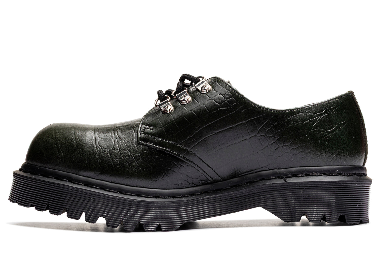 Dr. Martens Crocodile 1461 Bex Steel Toe Leather Shoes in Forest Green - view 4