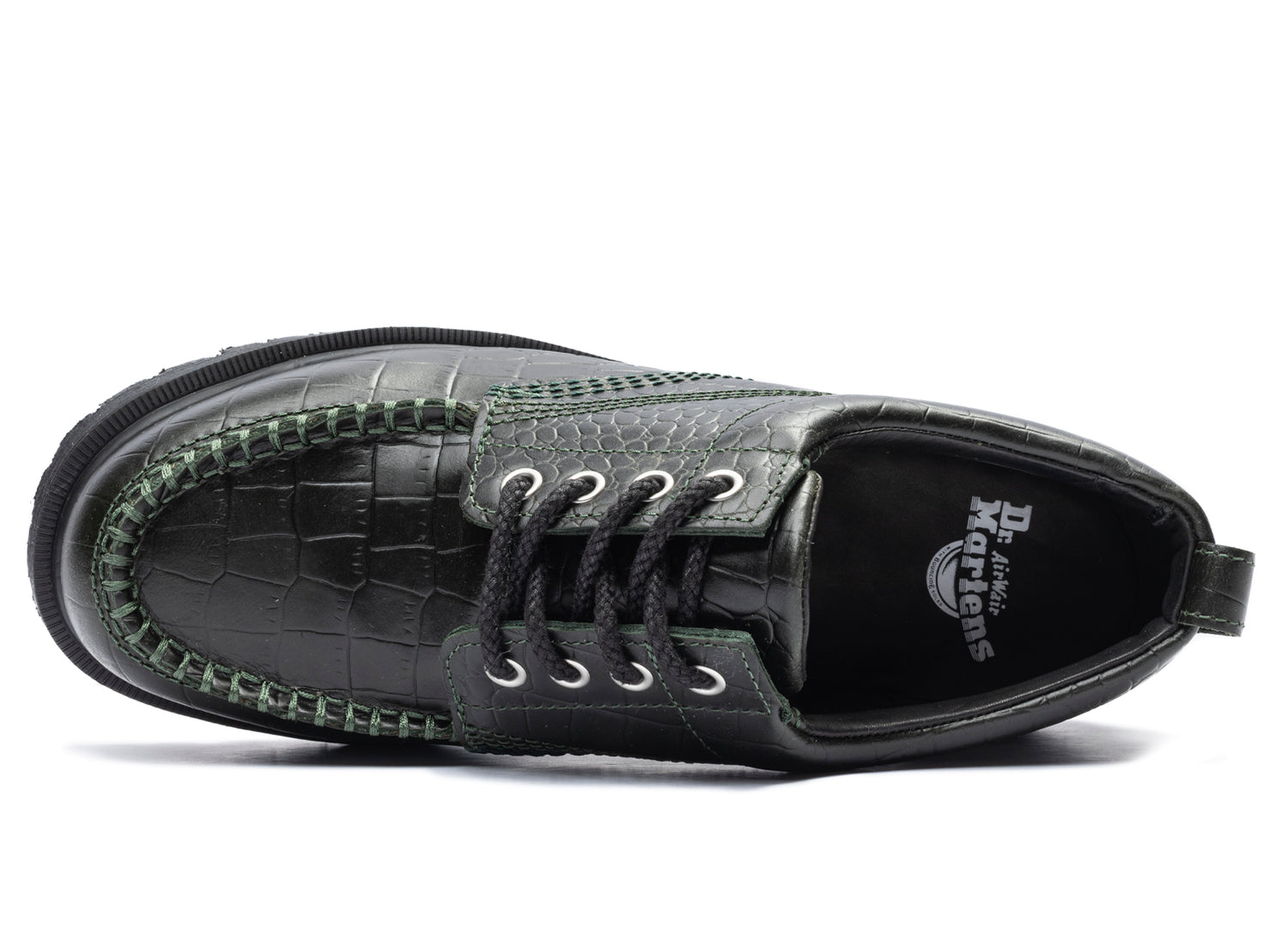 Dr. Martens Lowell Atlas Croc Emboss in DMS Green, men's croc-embossed shoe, view 4