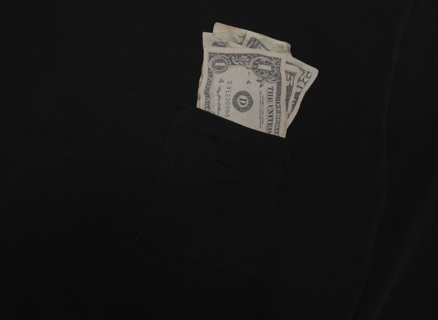 ERL Men's Money Long-Sleeve Tee in Black, men's cotton crewneck t-shirt, view 2